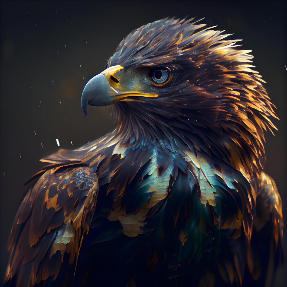 Eagle portrait on a dark background. 3d rendering, illustration., Image photo