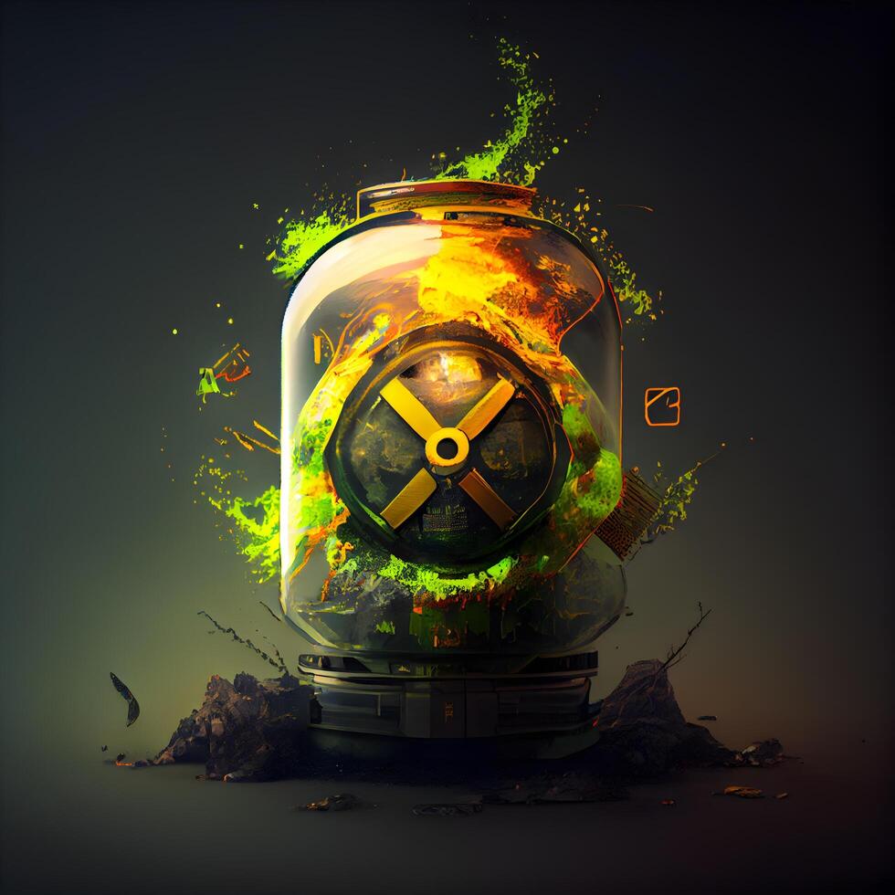 Futuristic gas burner with a skull inside, 3d rendering, Image photo