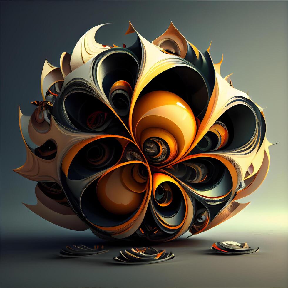 3d abstract fractal illustration for creative design looks like a flower, Image photo