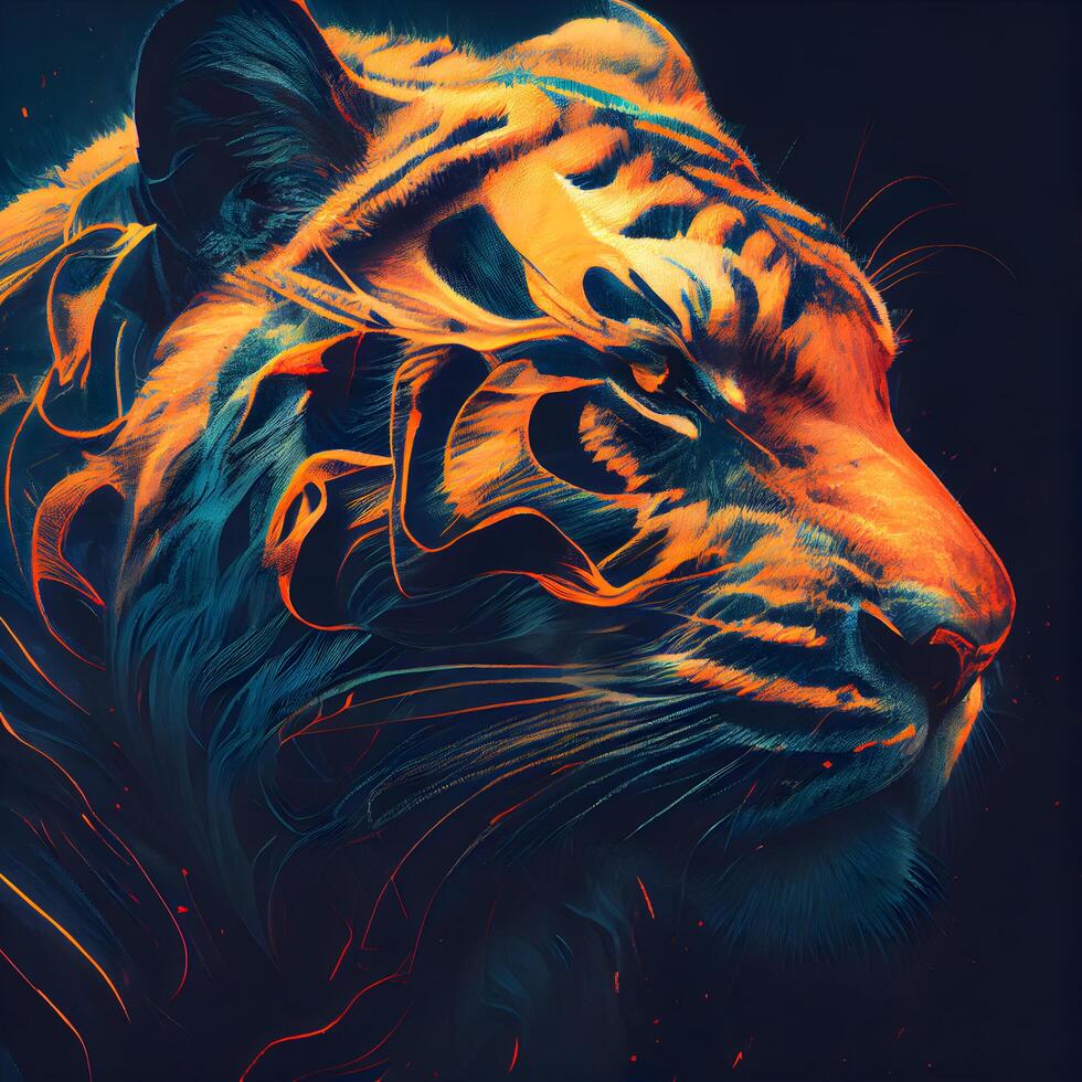 Portrait of a tiger in a fantastic style. Color effect., Image photo