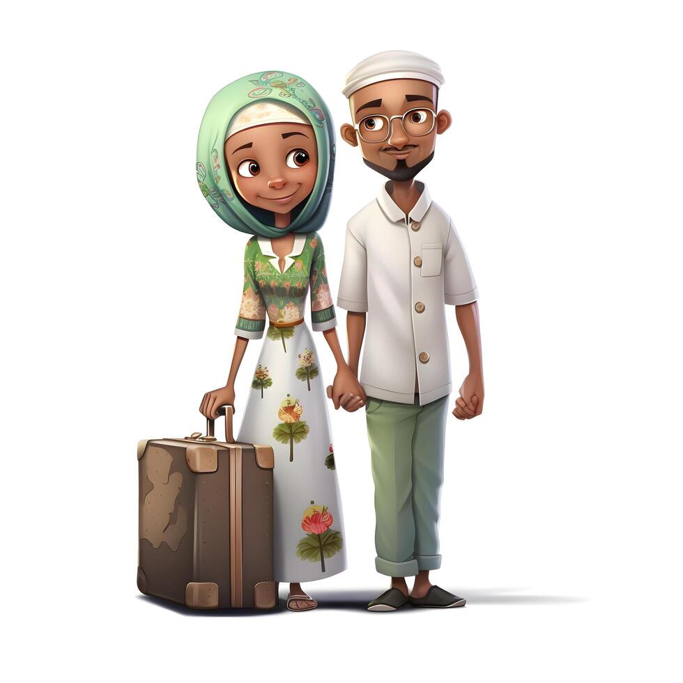 3d rendering of a boy and a girl with a backpack on white background, Image photo