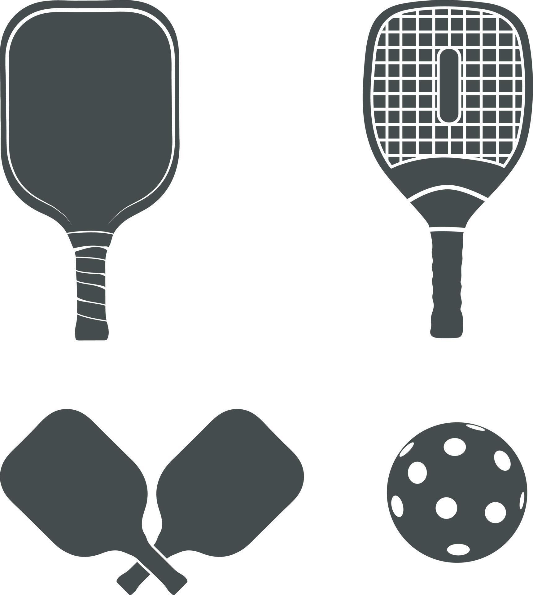Pickleball racket and ball silhouette, Pickleball paddles silhouette