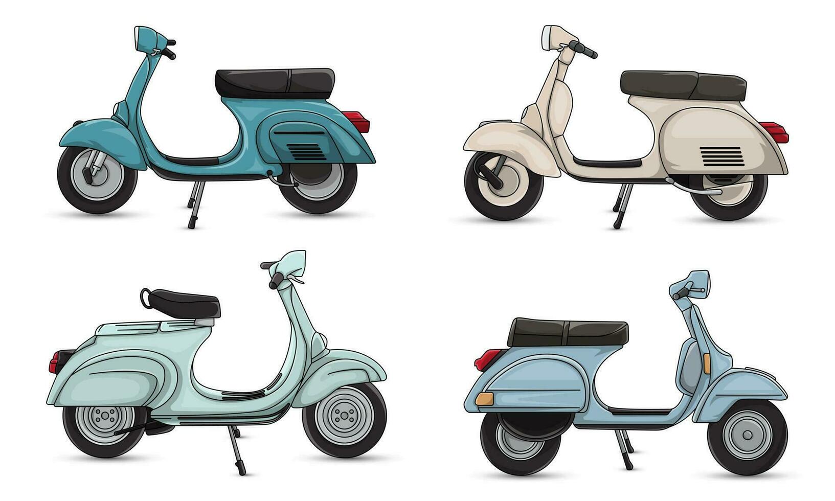 Vector illustration of colorful classic scooter vehicle