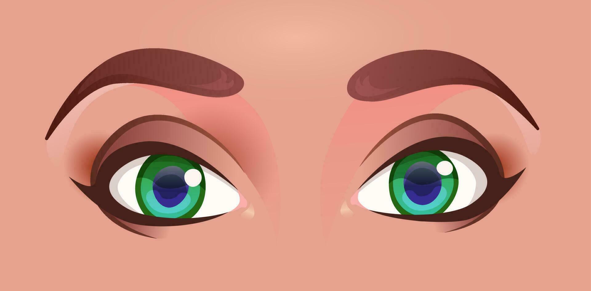 hermosa grande mujer ojos, azul color. dibujos animados estilo. vector