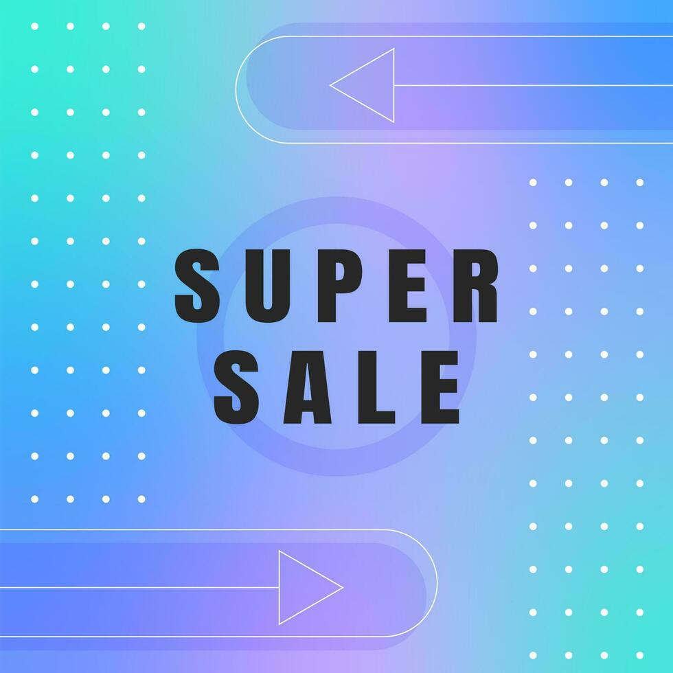 Big sale flyer poster social media post template with geometric patterns for business design. Square shape. Blue purple gradient. Vector illustration