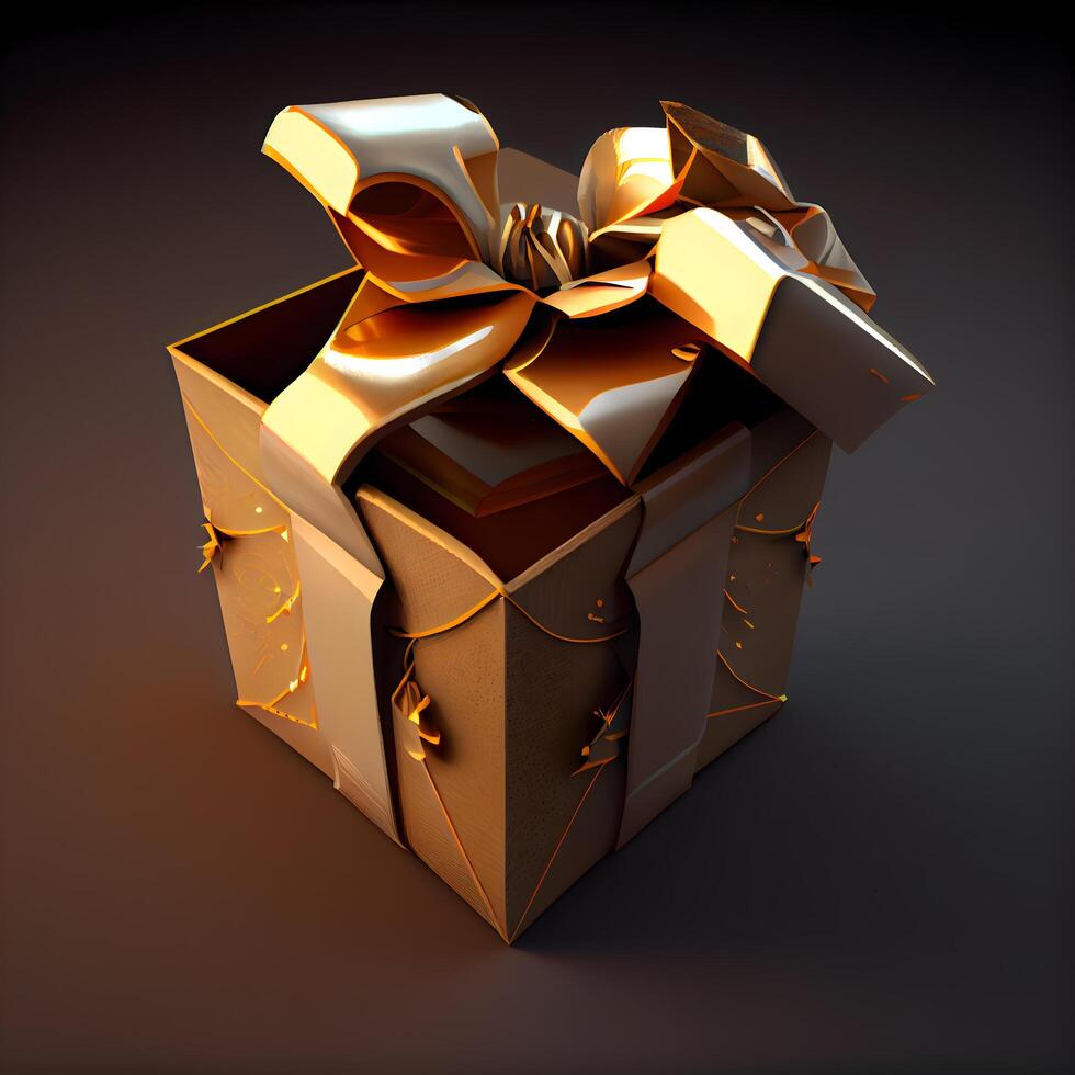 Gift box with ribbon and bow. 3d render illustration., Image photo