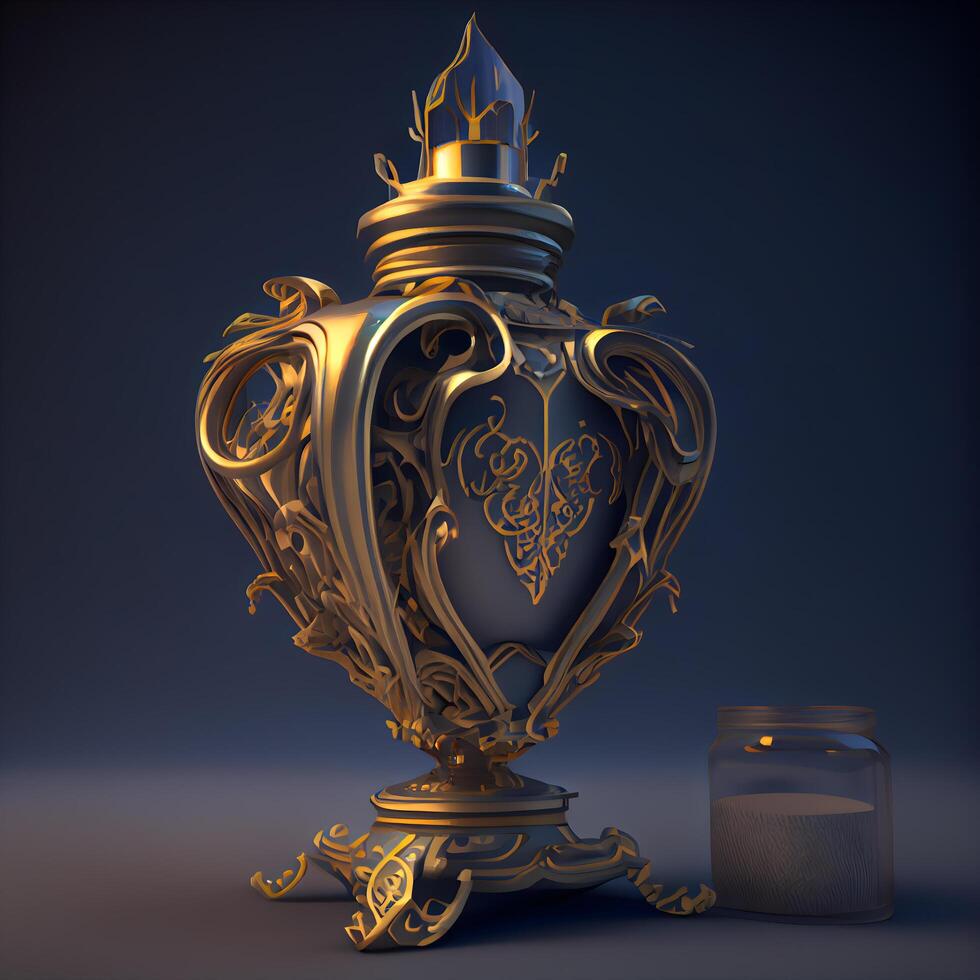 Luxury golden vase with a crown on a dark background, Image photo