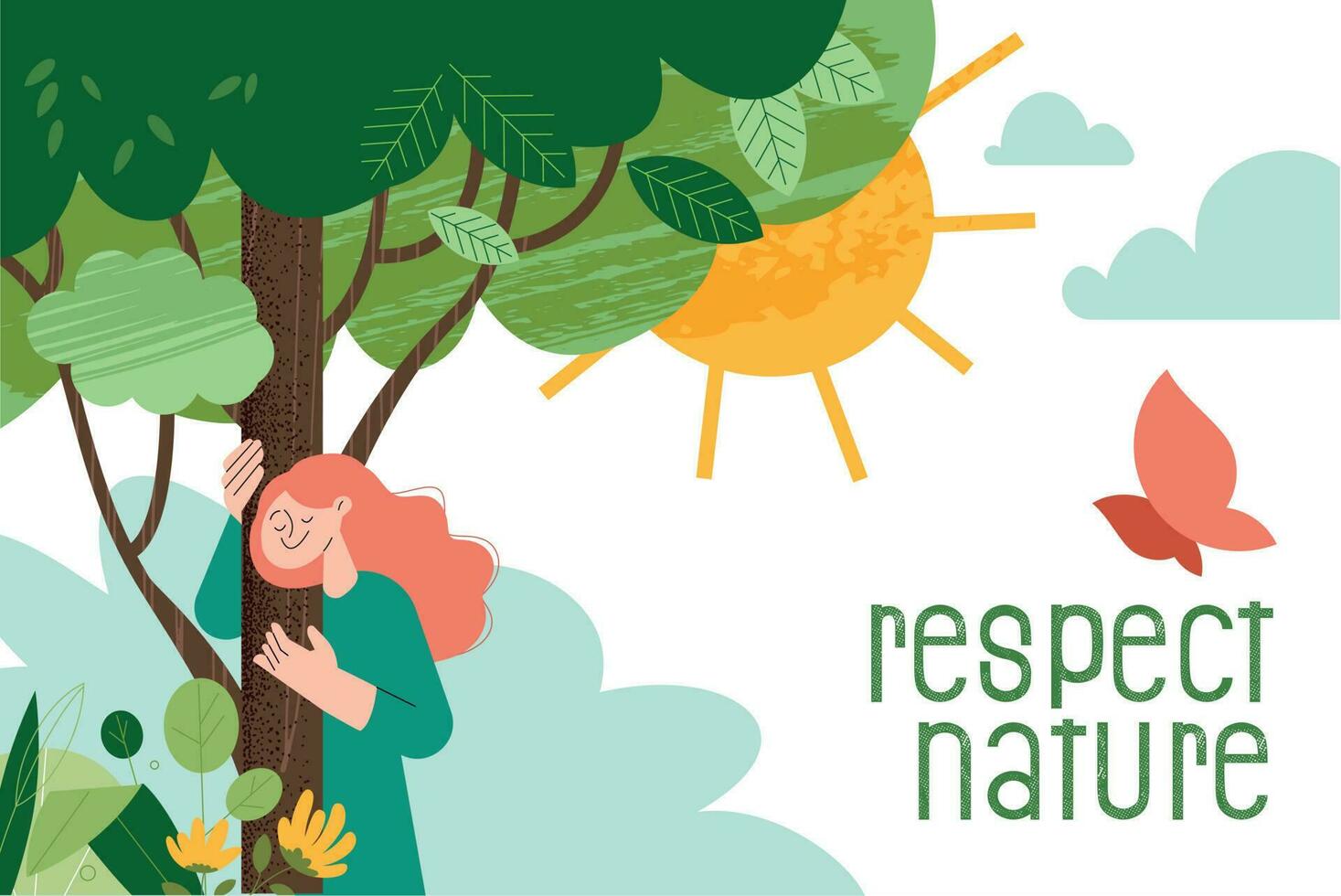 ilustración de naturaleza, disfrute de vida, ecología. vector concepto para web bandera, póster, marketing, social medios de comunicación, antecedentes.