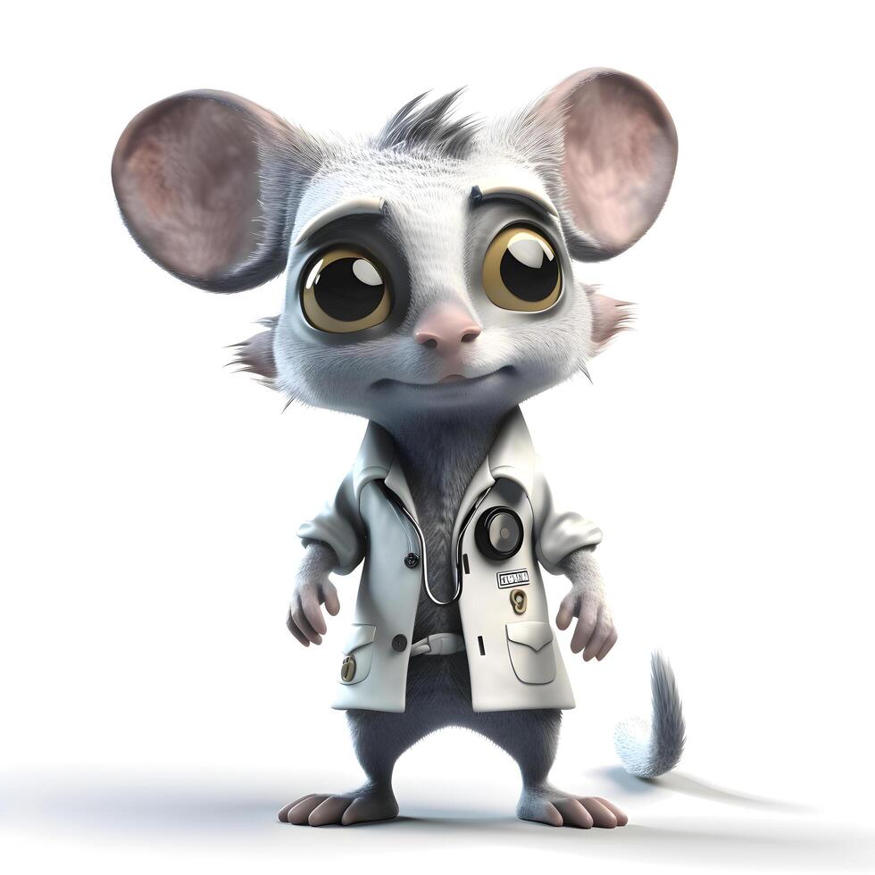A white mouse with a gas mask and binoculars on a white background, Image photo