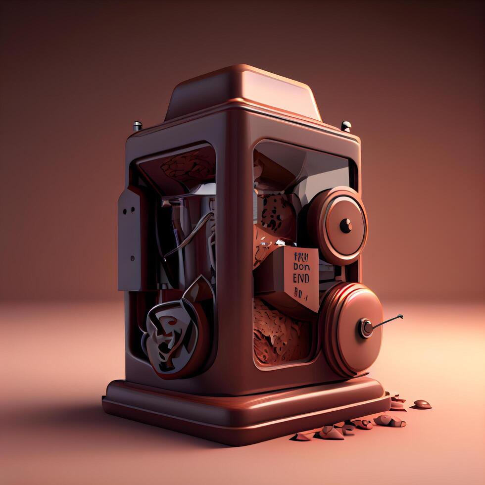 Retro slot machine with coffee beans. 3D rendering. Vintage style., Image photo