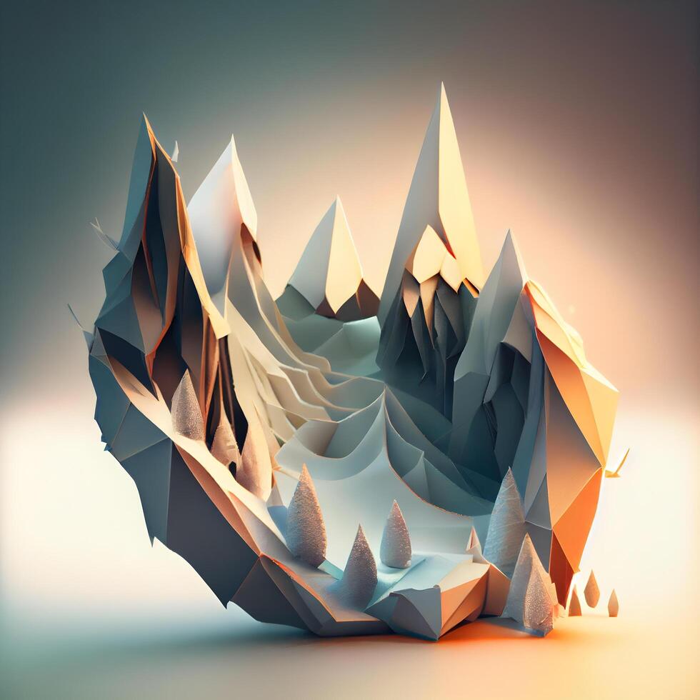 Abstract polygonal low poly background. 3d render illustration., Image photo