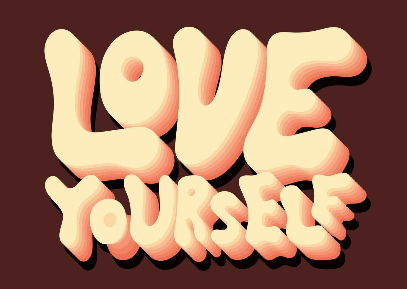 Vector Lettering, text Love Yourself. Isolated calligraphy in retro style.