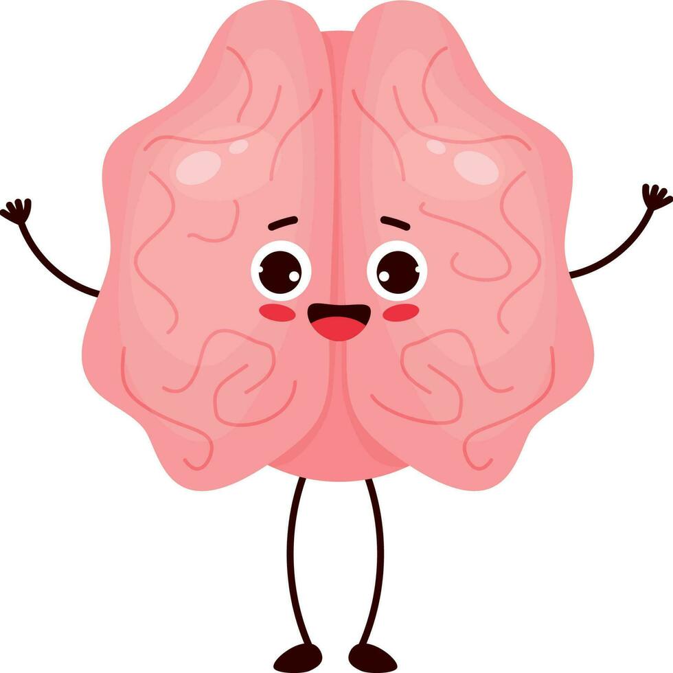 smiling cartoon brain vector