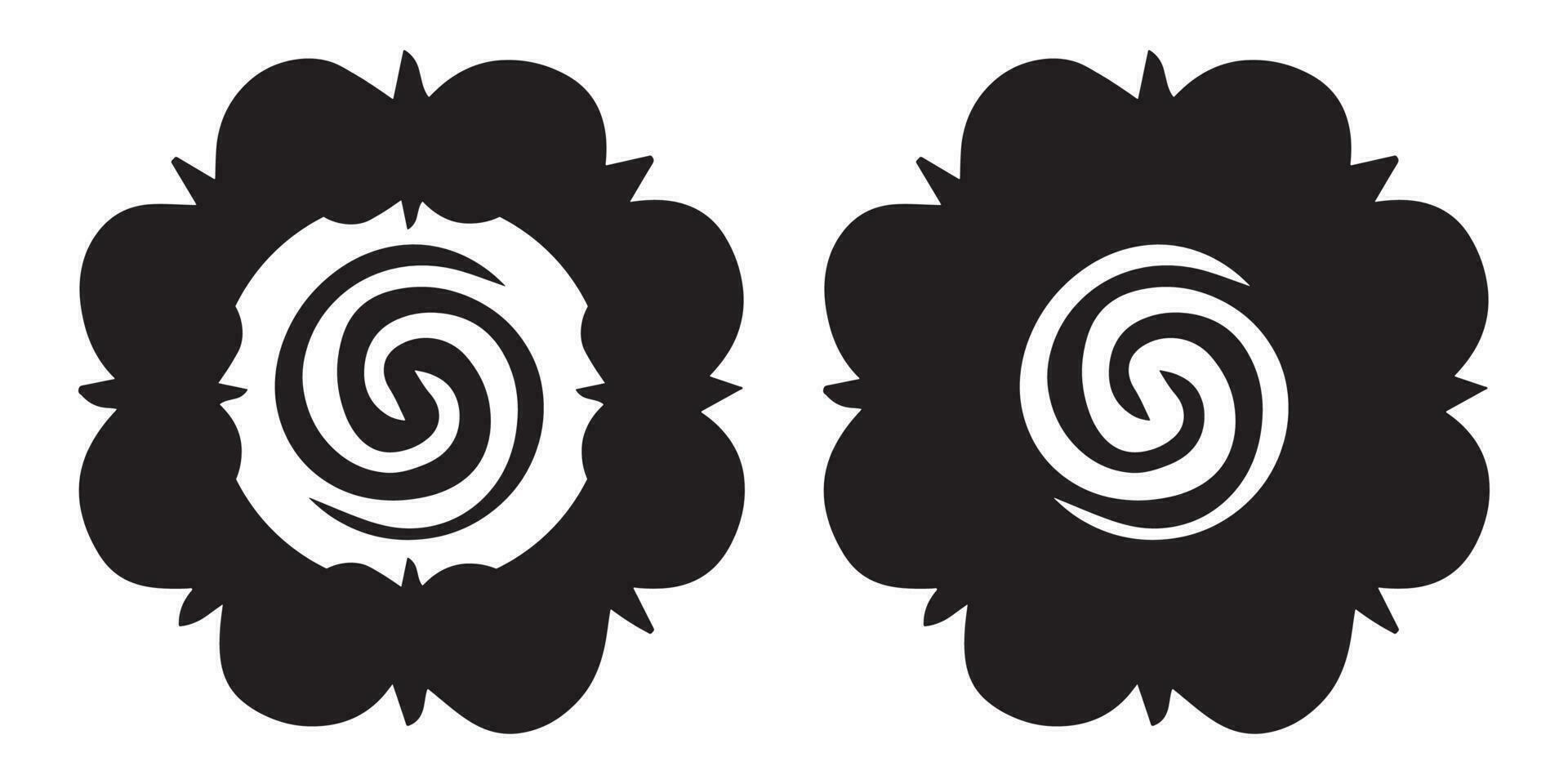 terung flowers borneo iban dayak traditional art icon symbols black and white vector