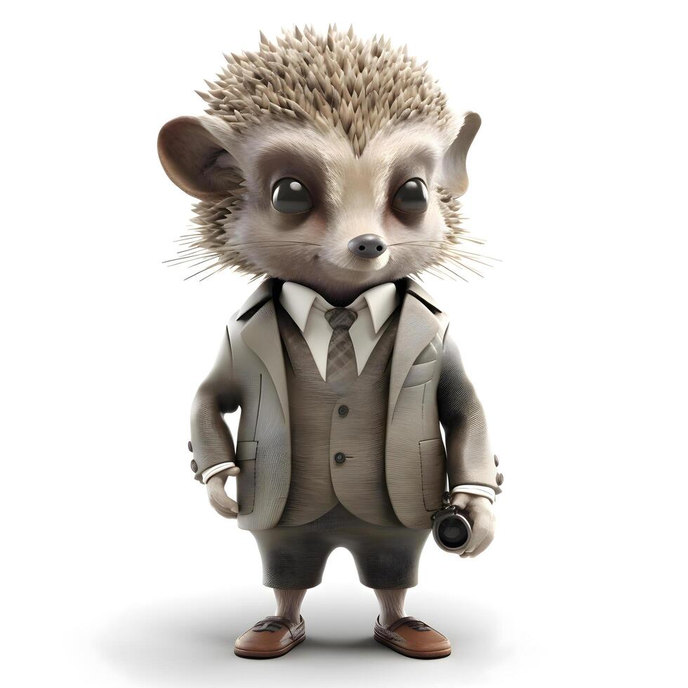 Raccoon dressed in a suit and tie, isolated on white, Image photo