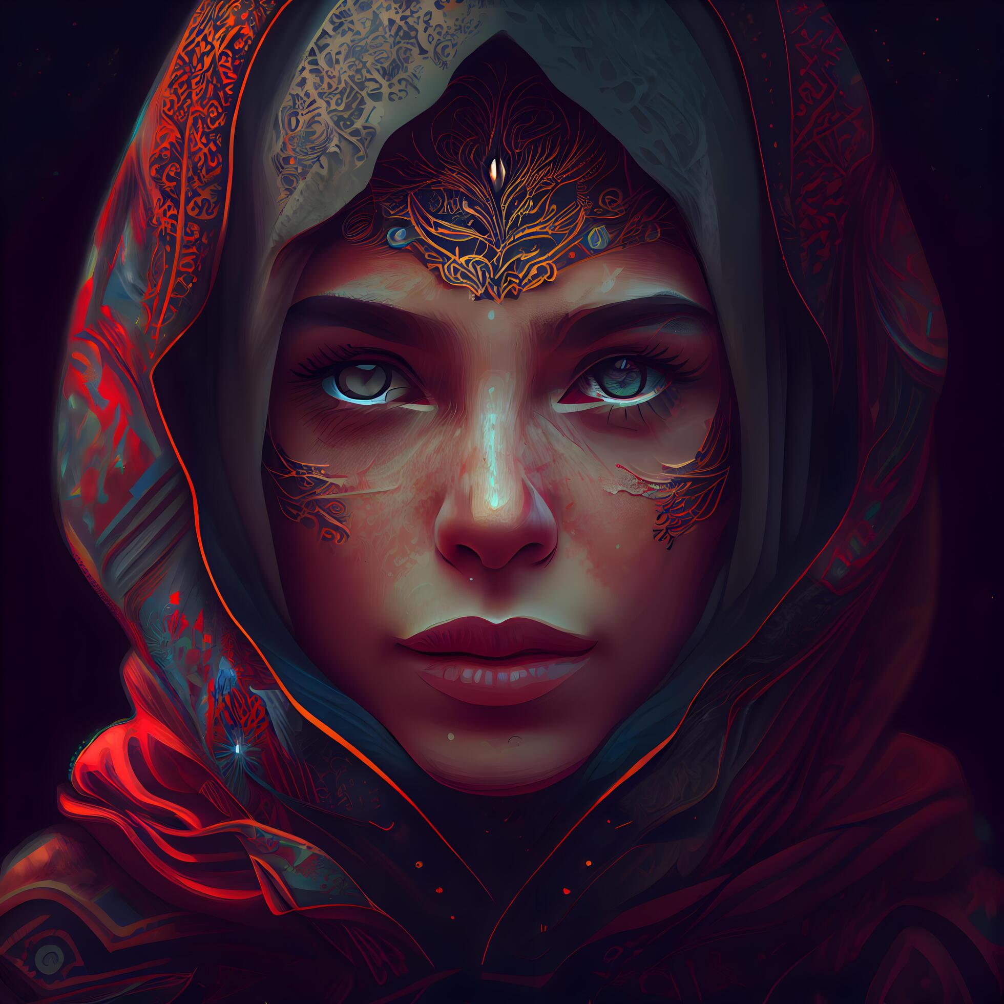 Portrait of a beautiful woman with face art on dark background., Ai  Generative Image 23181418 Stock Photo at Vecteezy