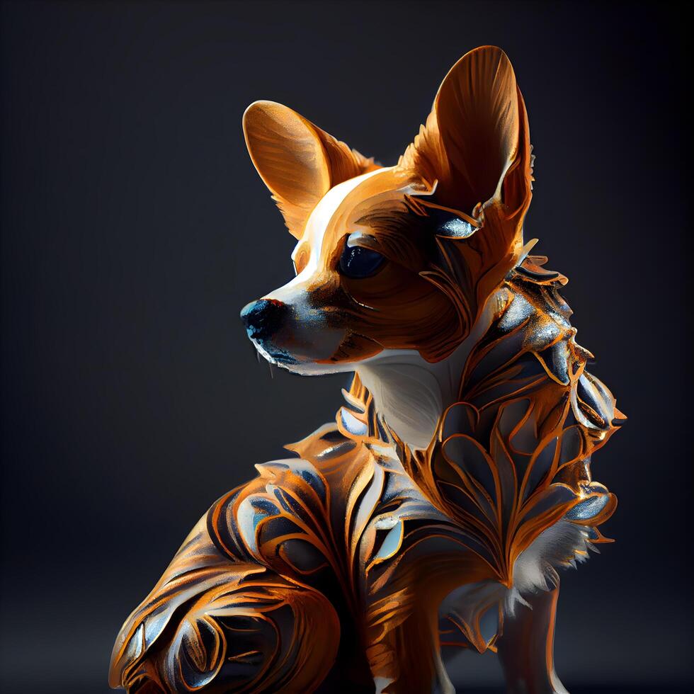 Portrait of a chihuahua dog. 3D rendering, Image photo