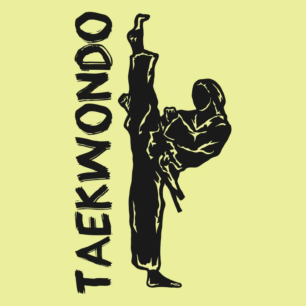 ilustración de taekwondo combatiente logo icono vector