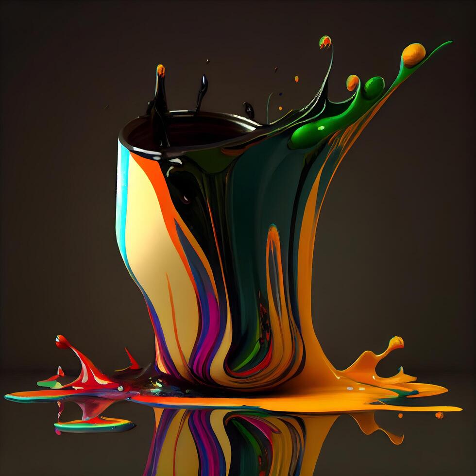 3d illustration of a colorful paint splash on a black background., Image photo