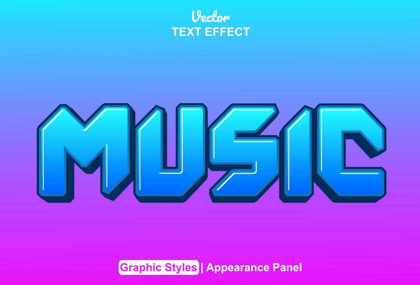 music text effect with blue graphic style and editable. vector
