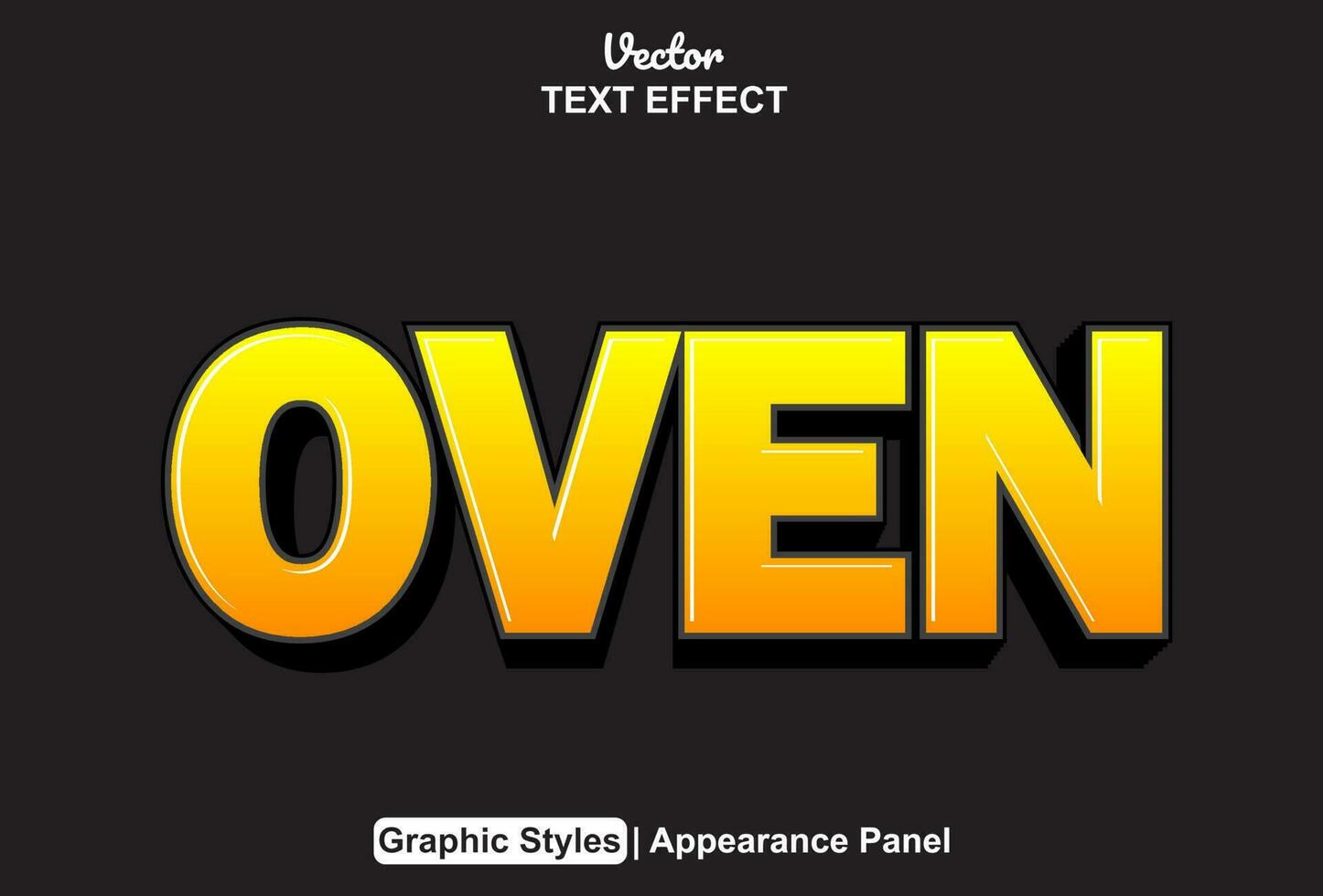 oven text effect with yellow graphic style and editable. vector