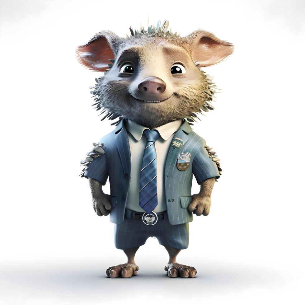 Portrait of a pig in a business suit. 3d rendering, Image photo