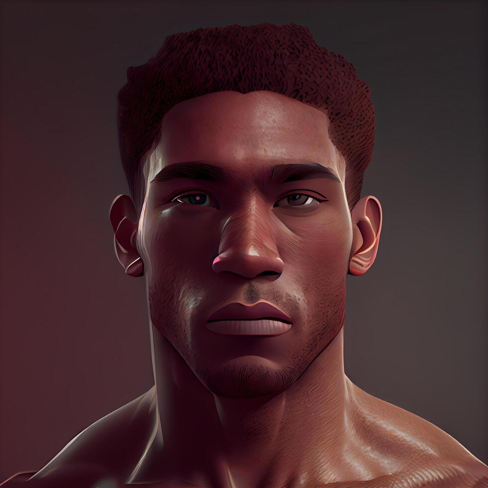 Close up portrait of a young man. 3D rendering., Image photo