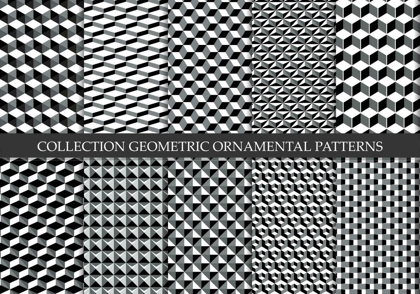 Black and white mosaic repeatable background. Vector seamless geometric pattern.