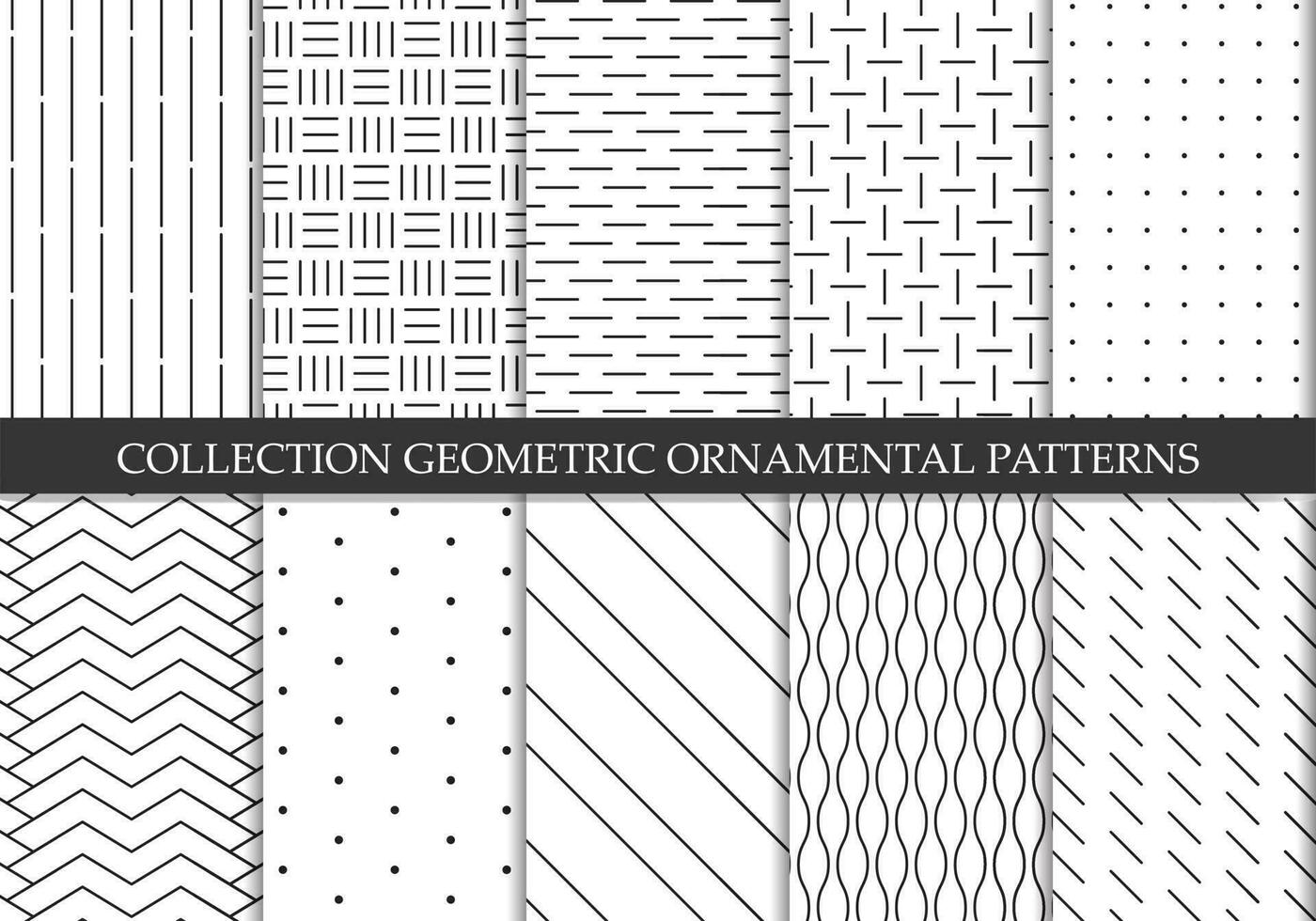 Collection of repeatable ornamental vector patterns. Grid geometric oriental backgrounds.