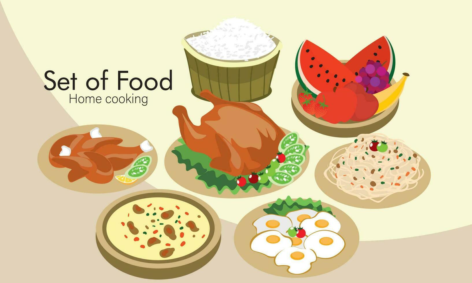 Set of asian cuisine vector