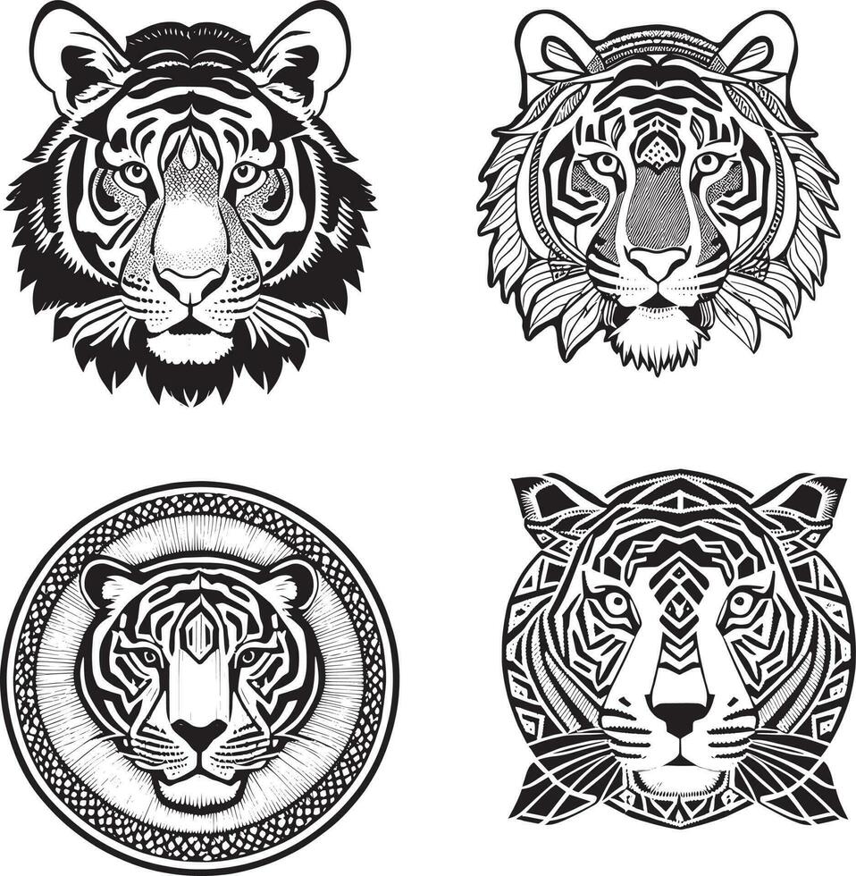 The Head Of The  Tiger Sketch Vector Graphics Illustration