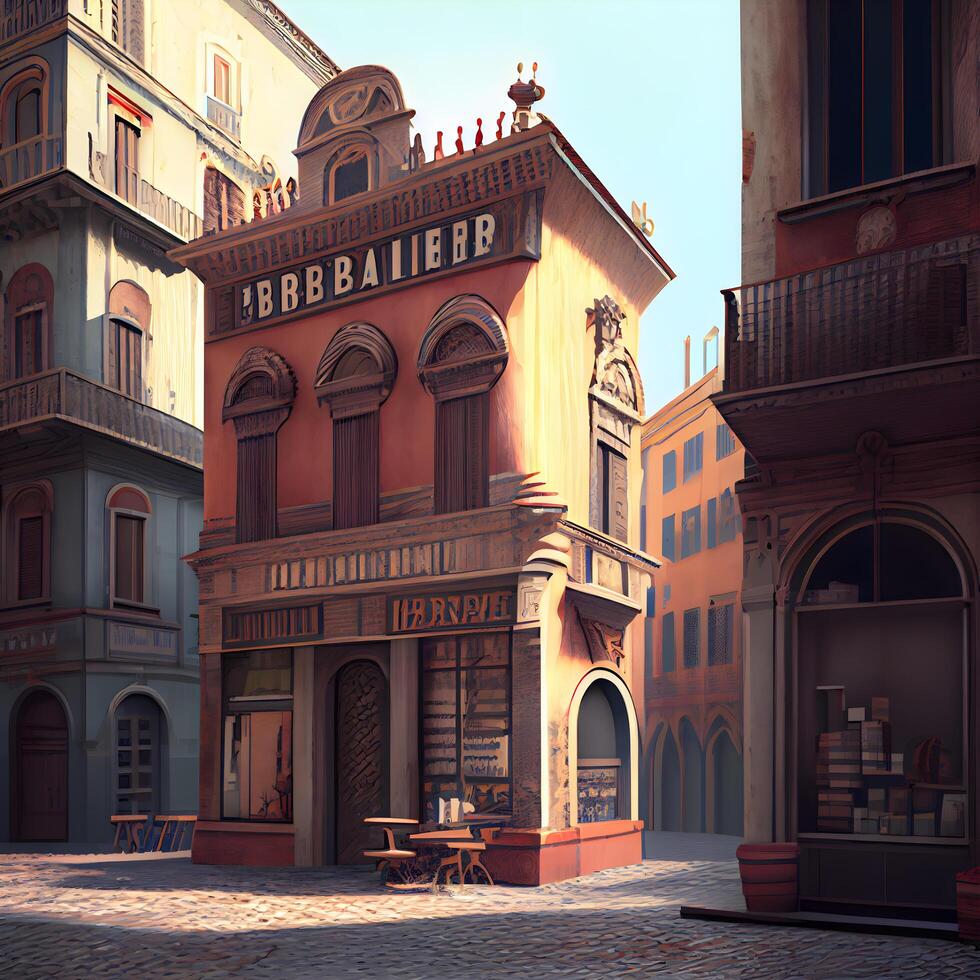 The old town of Bologna, Italy. 3D rendering, Image photo