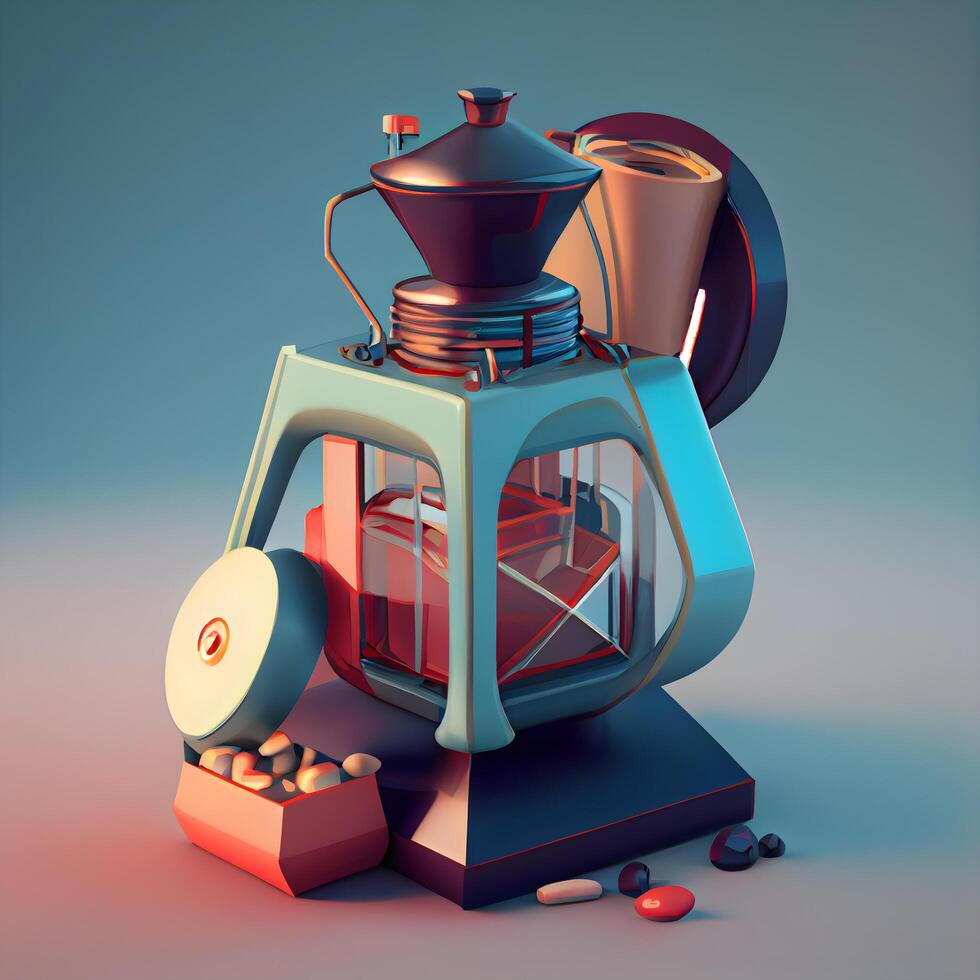 Vintage movie projector on dark background. 3d render illustration., Image photo