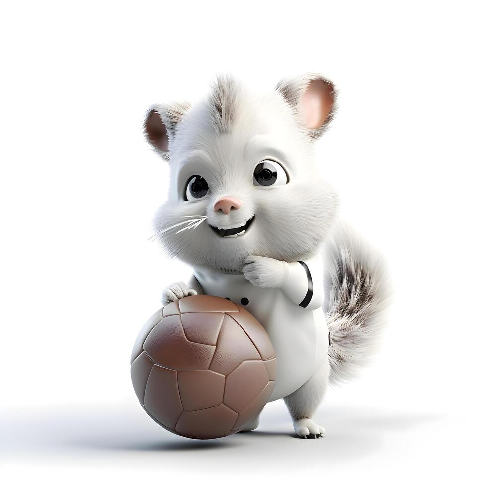 Cute cartoon dog with soccer ball isolated on a white background., Image photo