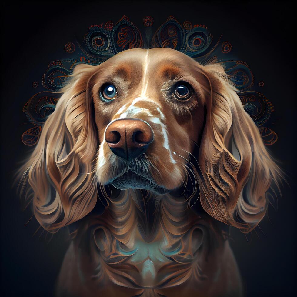 Portrait of a beautiful English Cocker Spaniel dog. Digital painting., Image photo