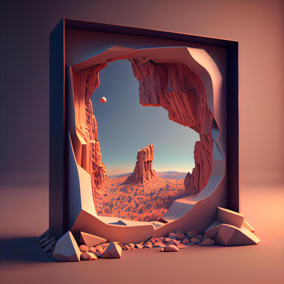 3d render of an abstract background with a cube in the center, Image photo