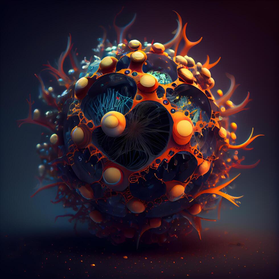 3d rendering of virus in abstract space. Futuristic background., Image photo