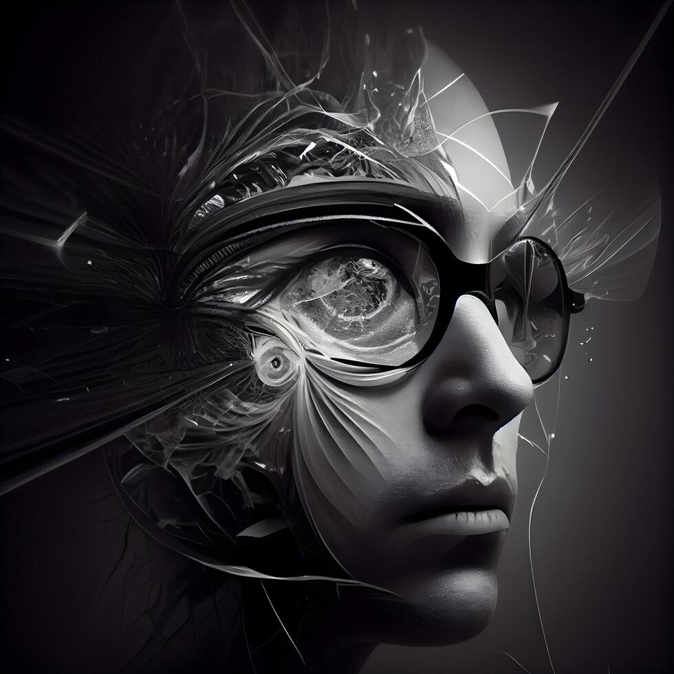 3d illustration of a female robot with futuristic glasses. 3d rendering, Image photo