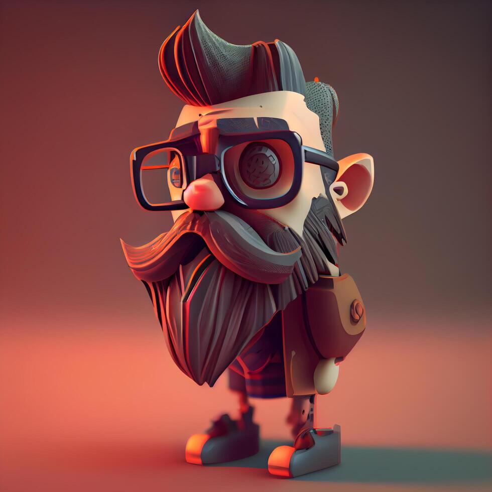 3D Illustration of a Cute Cartoon Monkey with Glasses, Image photo