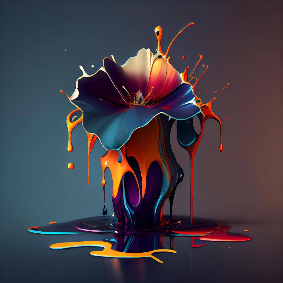 Colorful paint splash on dark background. 3d illustration., Image photo