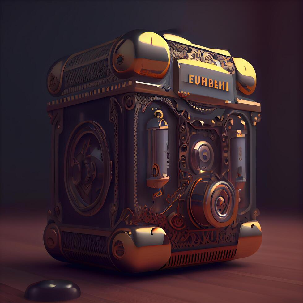 3d illustration of an old chest on a dark background. 3d rendering, Image photo