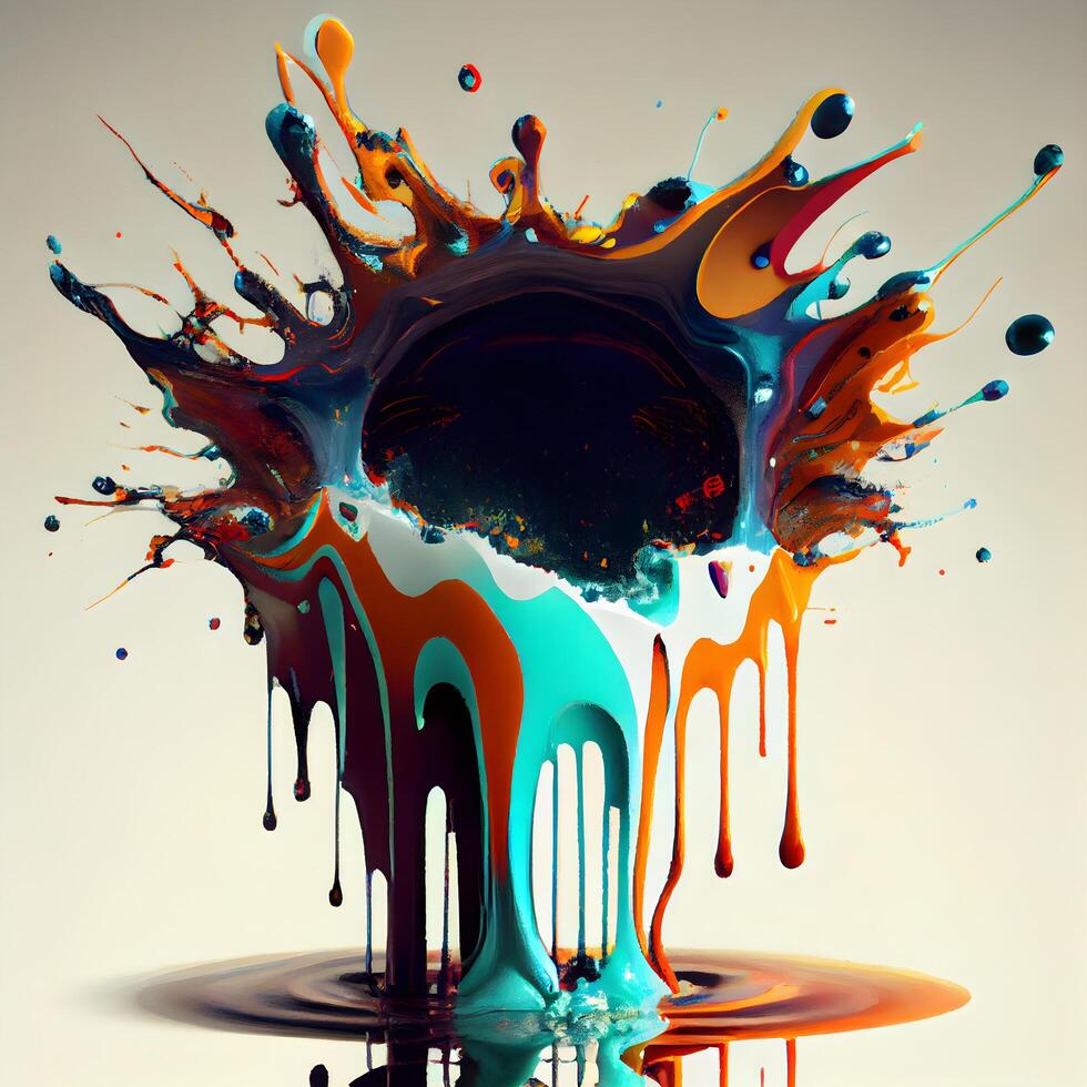 Colorful paint splashing on a white background. 3d rendering, Image photo