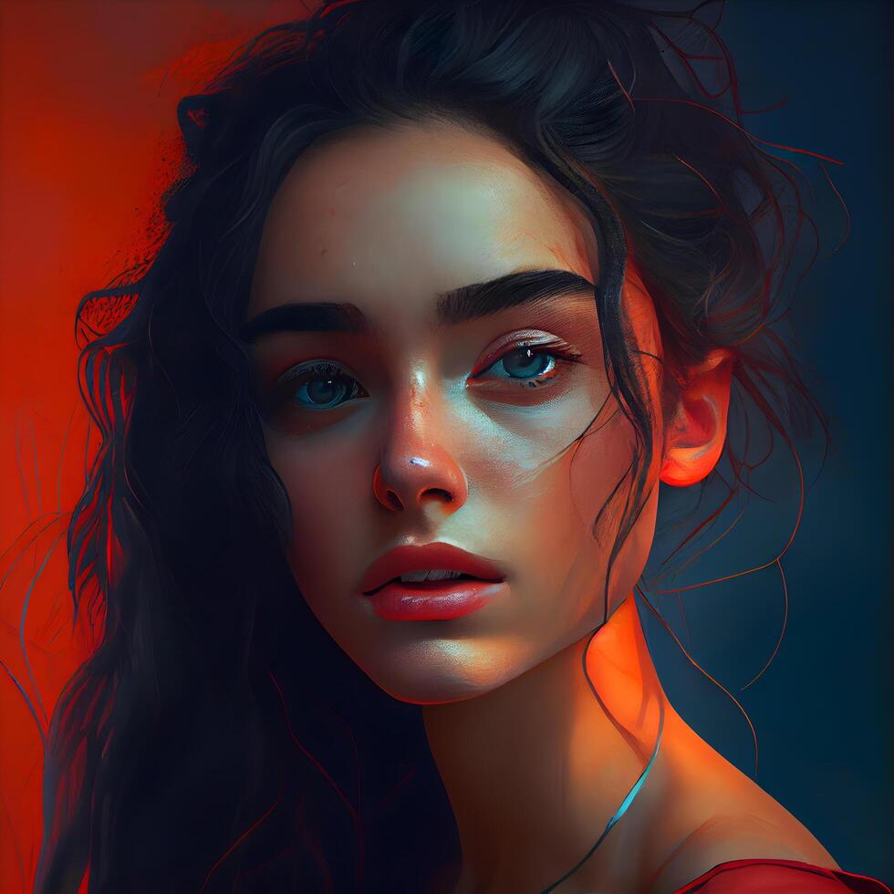 Portrait of a beautiful young woman with creative make-up., Image photo