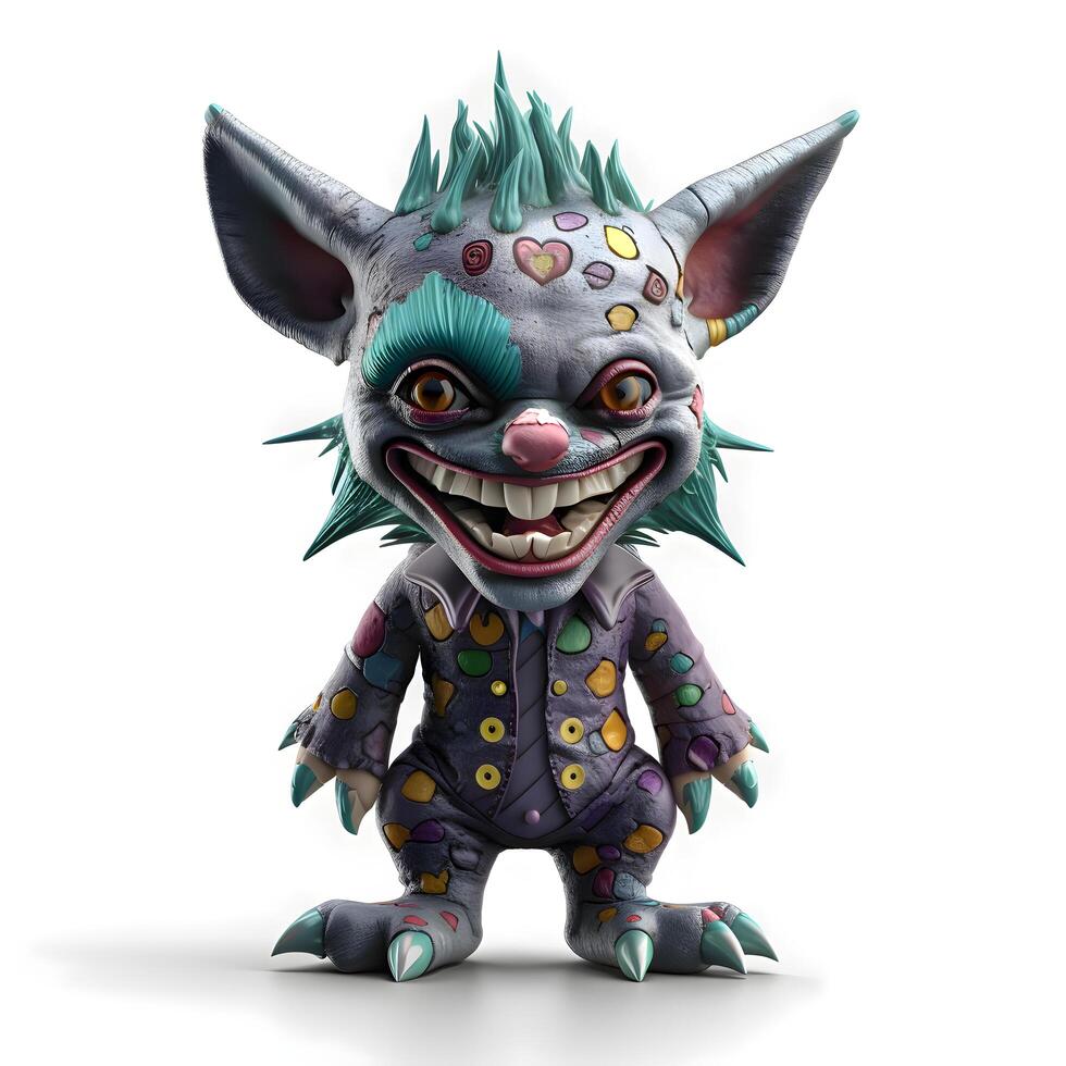 3D rendering of a little monster isolated on a white background., Image photo