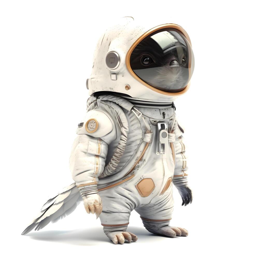 Astronaut isolated on white background. 3D illustration with clipping path, Image photo