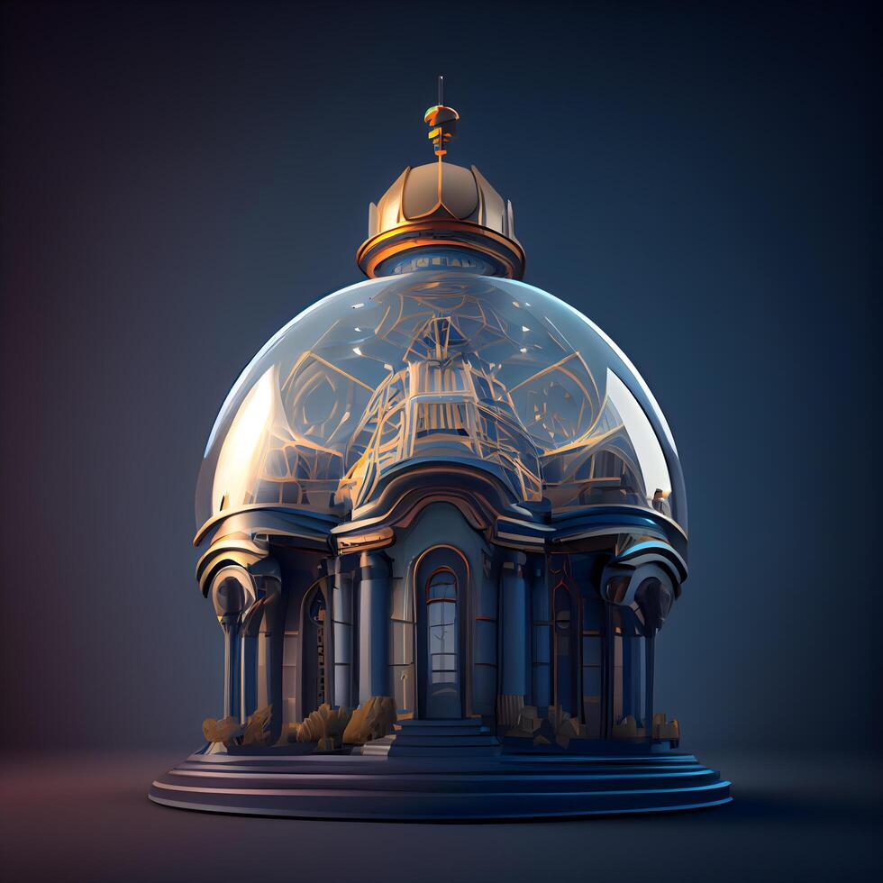 3d render of orthodox church dome with golden dome on dark background, Image photo
