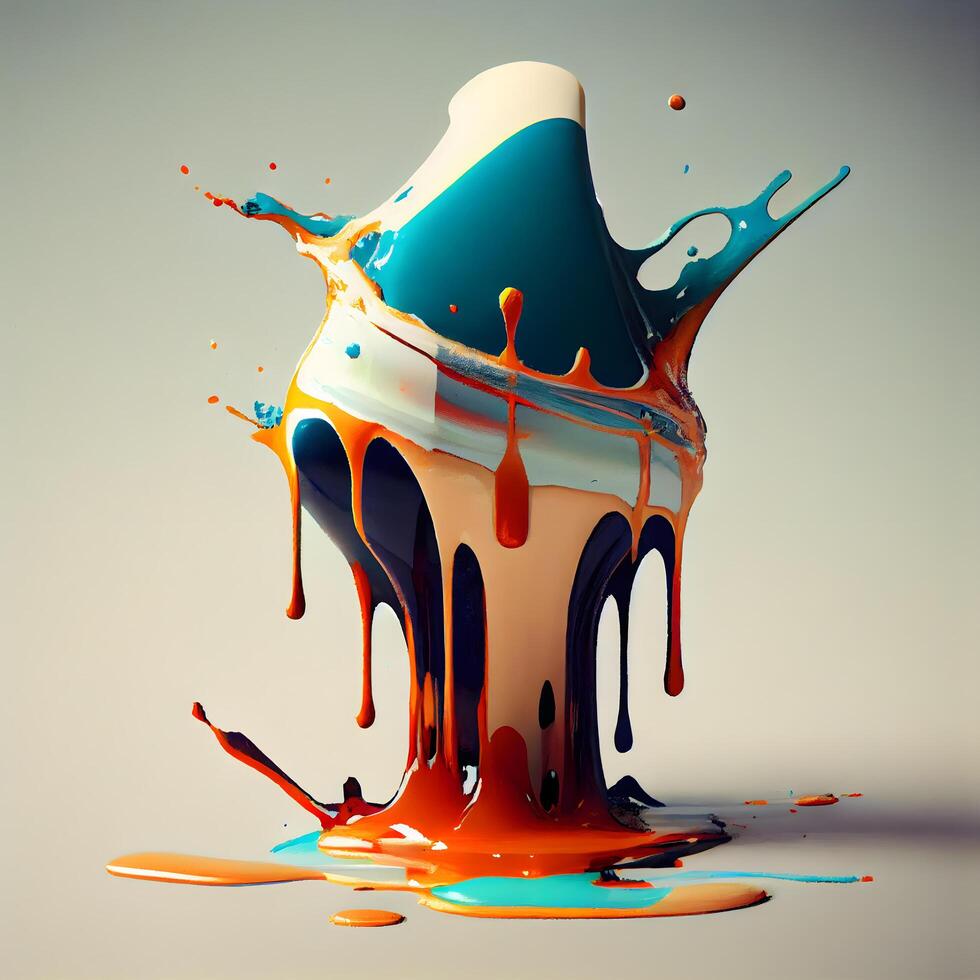 Colorful paint splashing on a white background. 3d rendering, Image photo