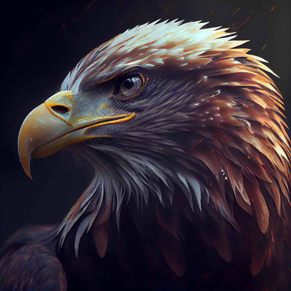 Eagle portrait. 3D render of an eagle on a dark background., Image photo