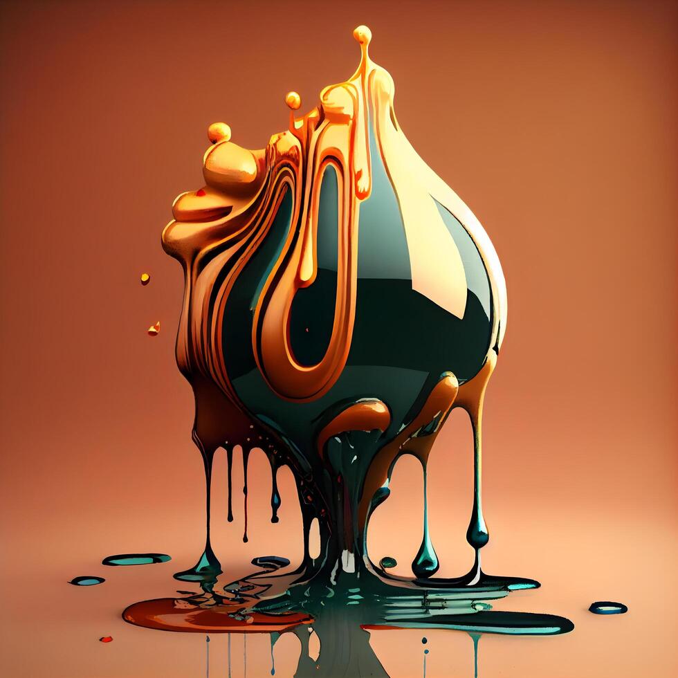 3d illustration of a drop of paint with a capital letter U, Ai Generative Image photo
