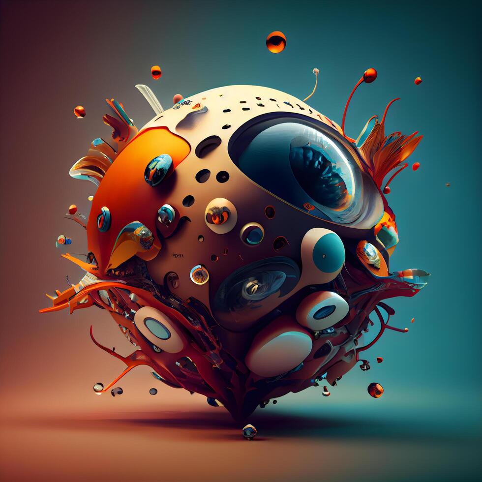 3D illustration of an alien in a surreal style. 3D rendering., Image photo